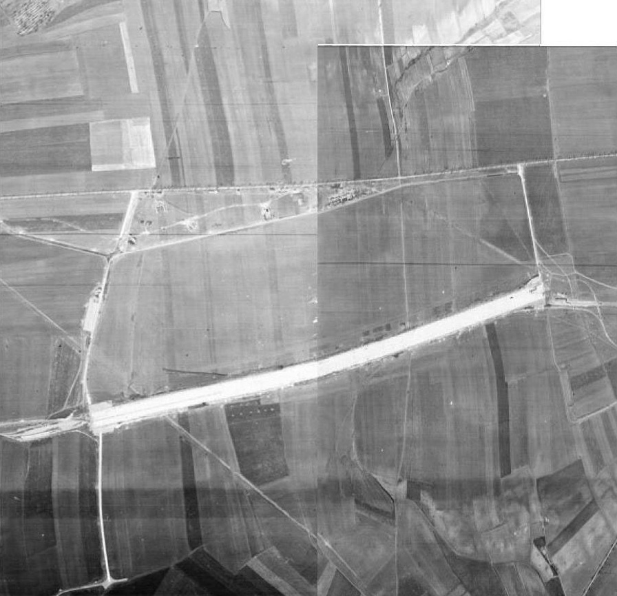 A military airfield near Žatec (south of state route Chomutov -Prague by april 10. April 1945, foto: 7th Photo Reconnaissance Group.