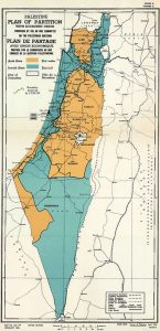 A map of Palestine partition to an Arab and Jewish state UN Geneal Assembly Resolution No. 181 (II)
