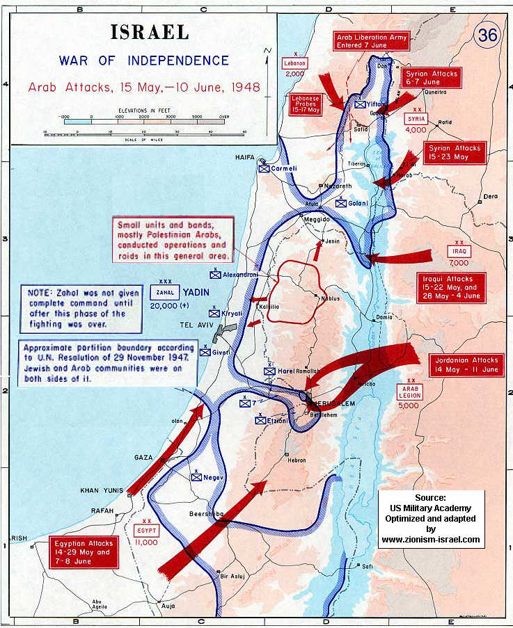 Arab attacks upon Israel, May, 15th to June, 10th 1948
